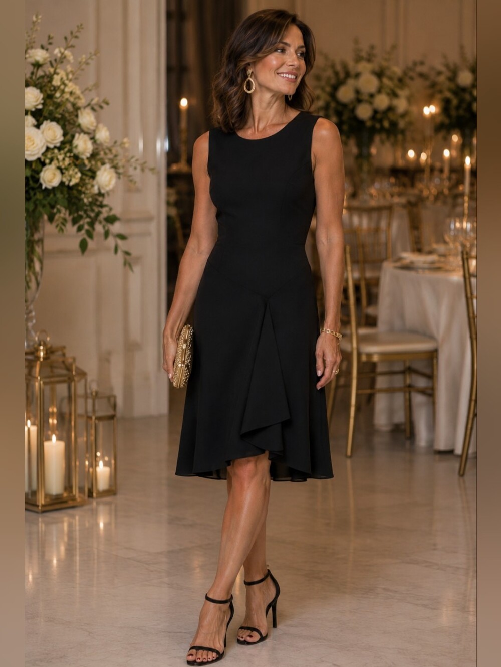Talbots Black Asymmetrical Sleeveless Dress -6